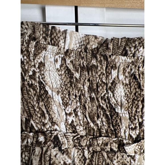 Storia Animal Print Snakeskin Smocked Tiered Ruffle Mini Skirt Size Small NWT - Picture 5 of 8